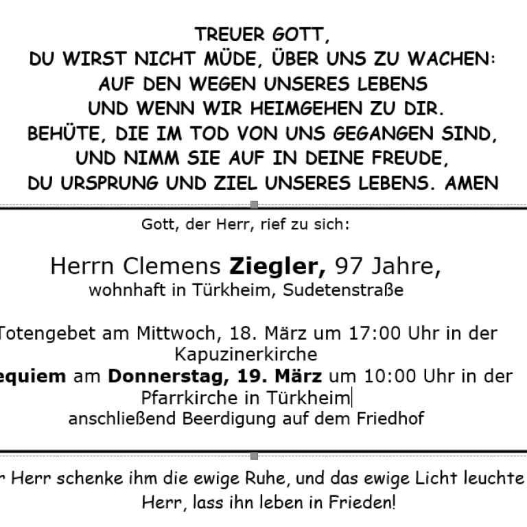 Aushang Clemens Ziegler