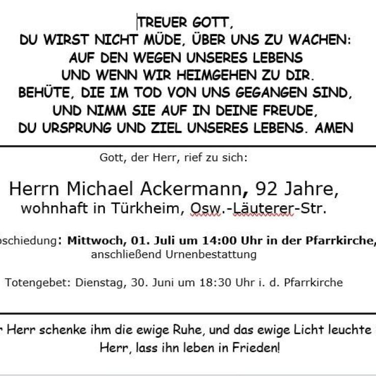 Aushang Michael Ackermann