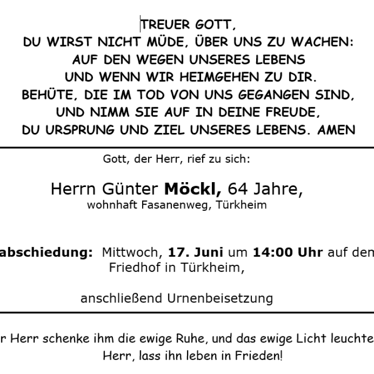 Ausgang Günter Möckl, Tü