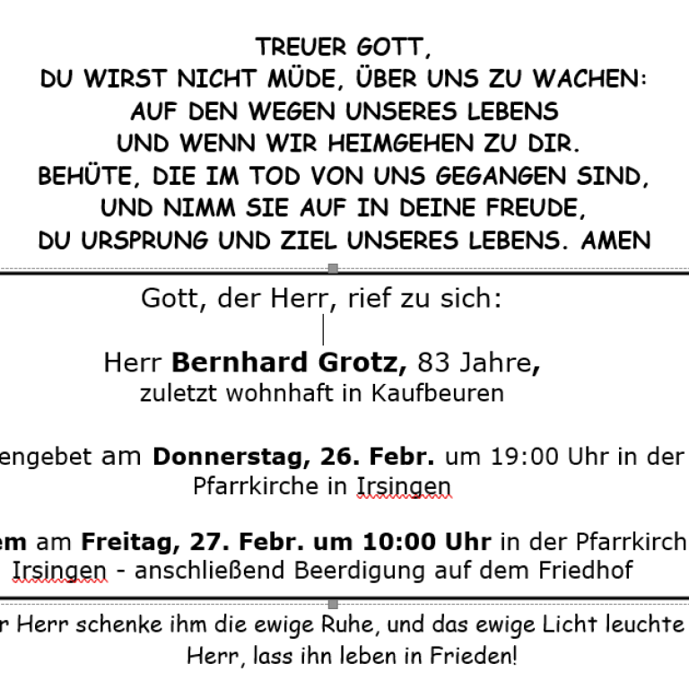 Aushang Bernhard Grotz 27.02.26