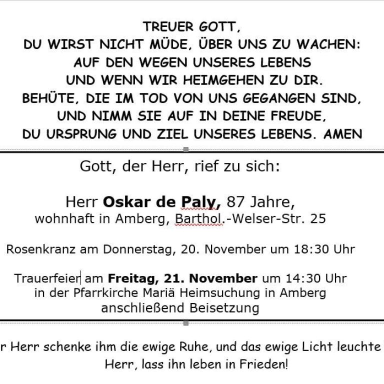 Aushang Oskar de Paly