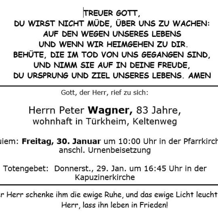 Aushang Peter Wagner 30.1.